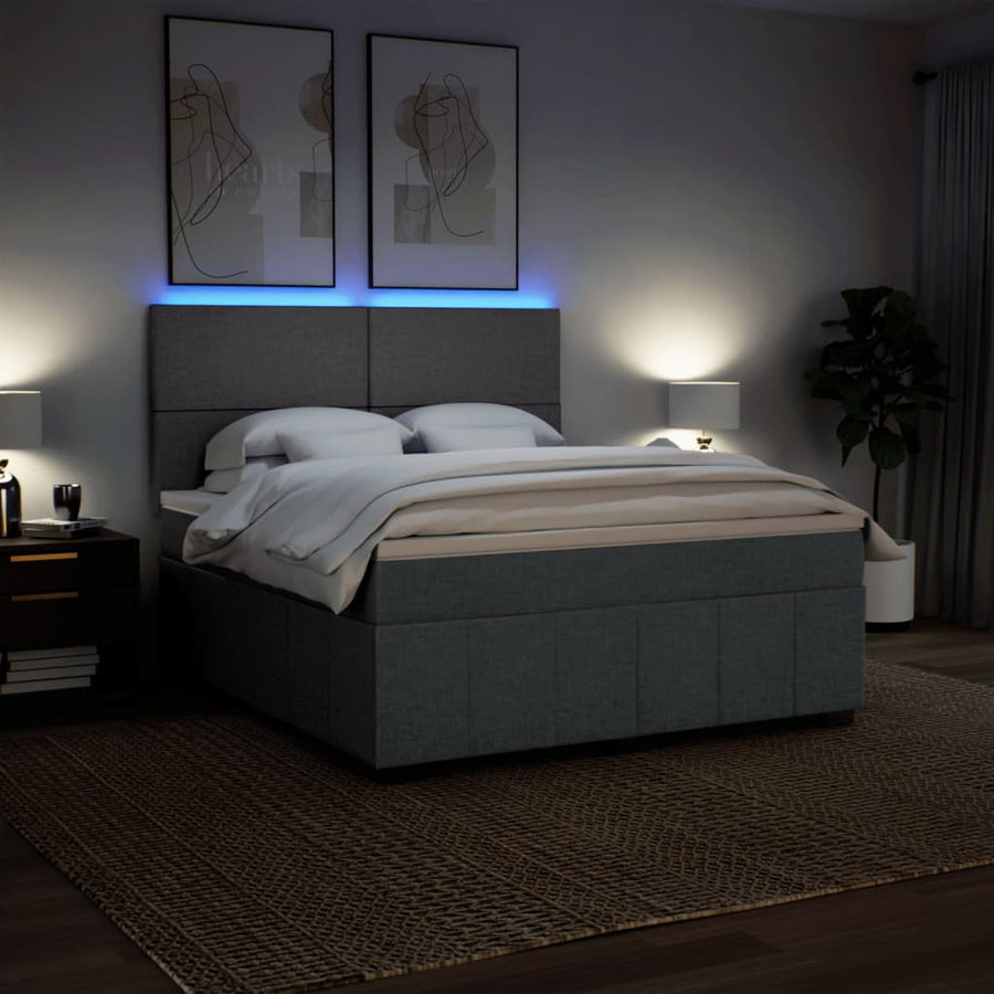 Boxspring met matras stof donkergrijs 180x200 cm