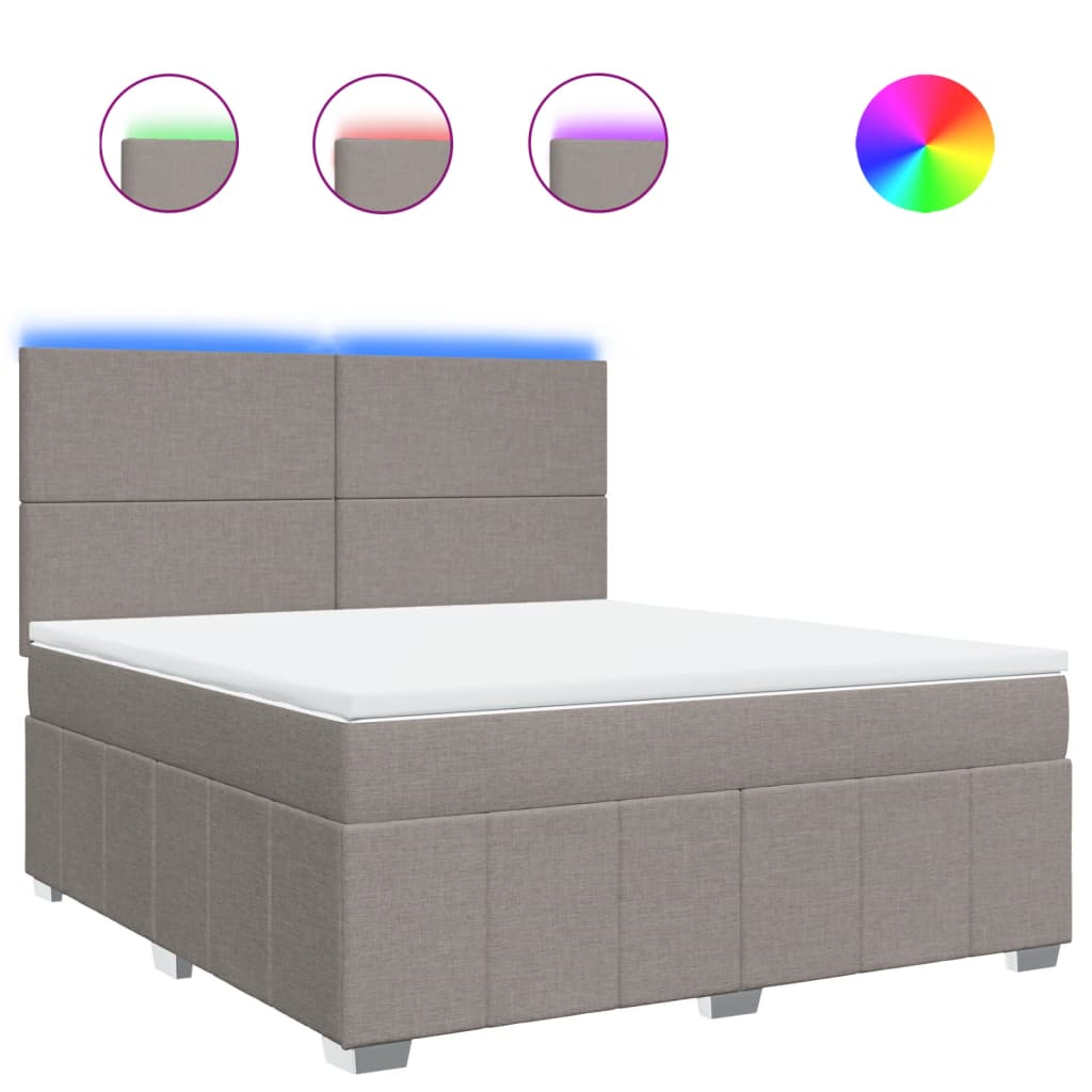 Boxspring met matras stof taupe 180x200 cm