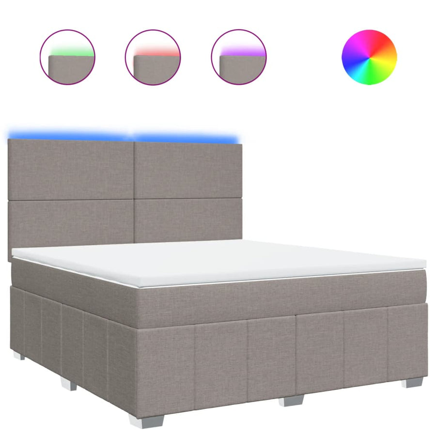 Boxspring met matras stof taupe 180x200 cm