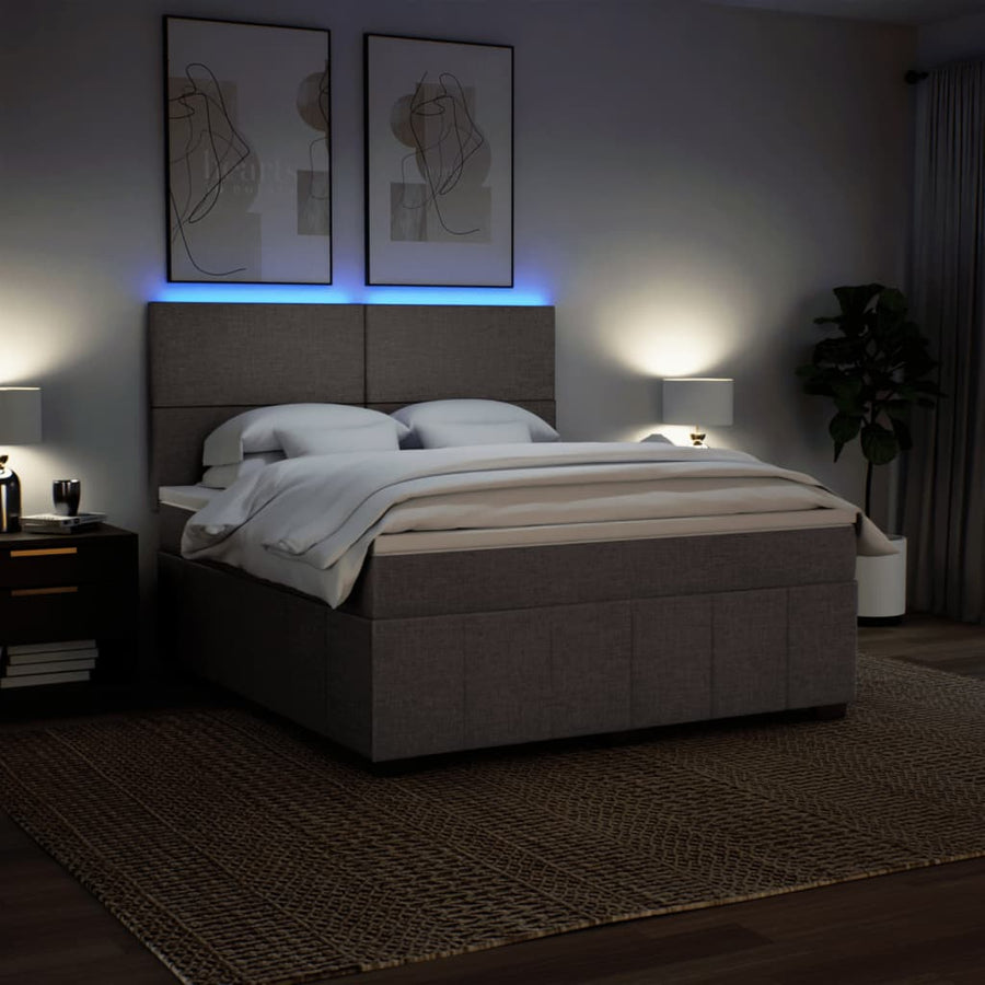 Boxspring met matras stof taupe 180x200 cm