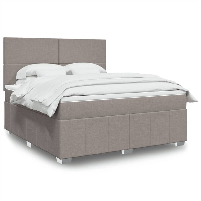 Boxspring met matras stof taupe 180x200 cm