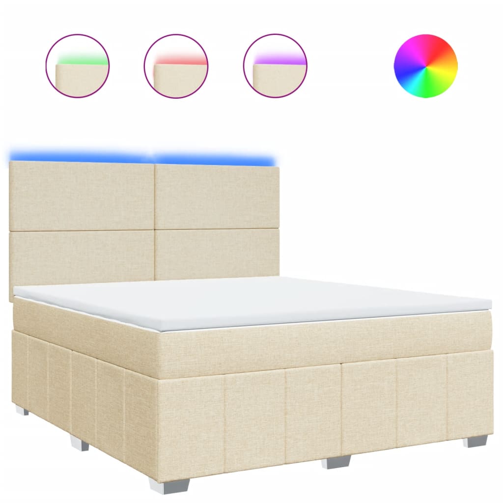 Boxspring met matras stof crèmekleurig 180x200 cm