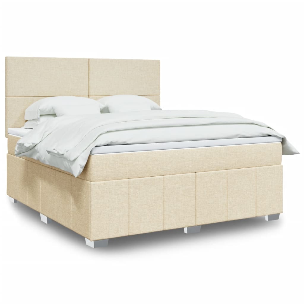 Boxspring met matras stof crèmekleurig 180x200 cm