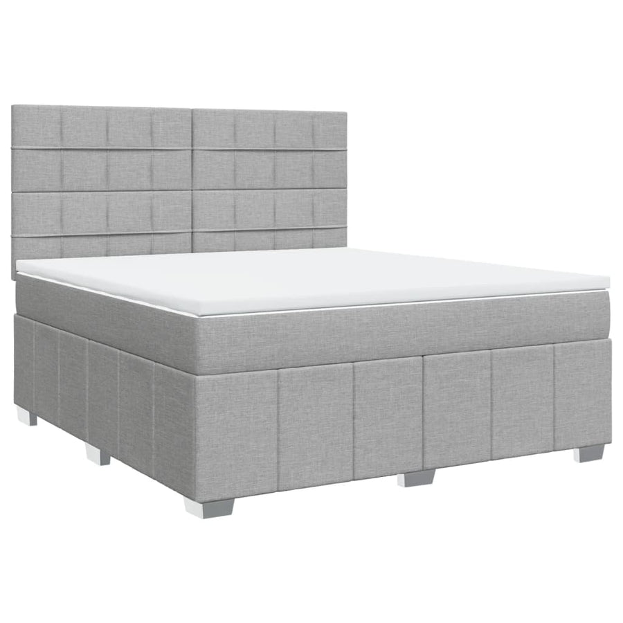 Boxspring met matras stof lichtgrijs 180x200 cm