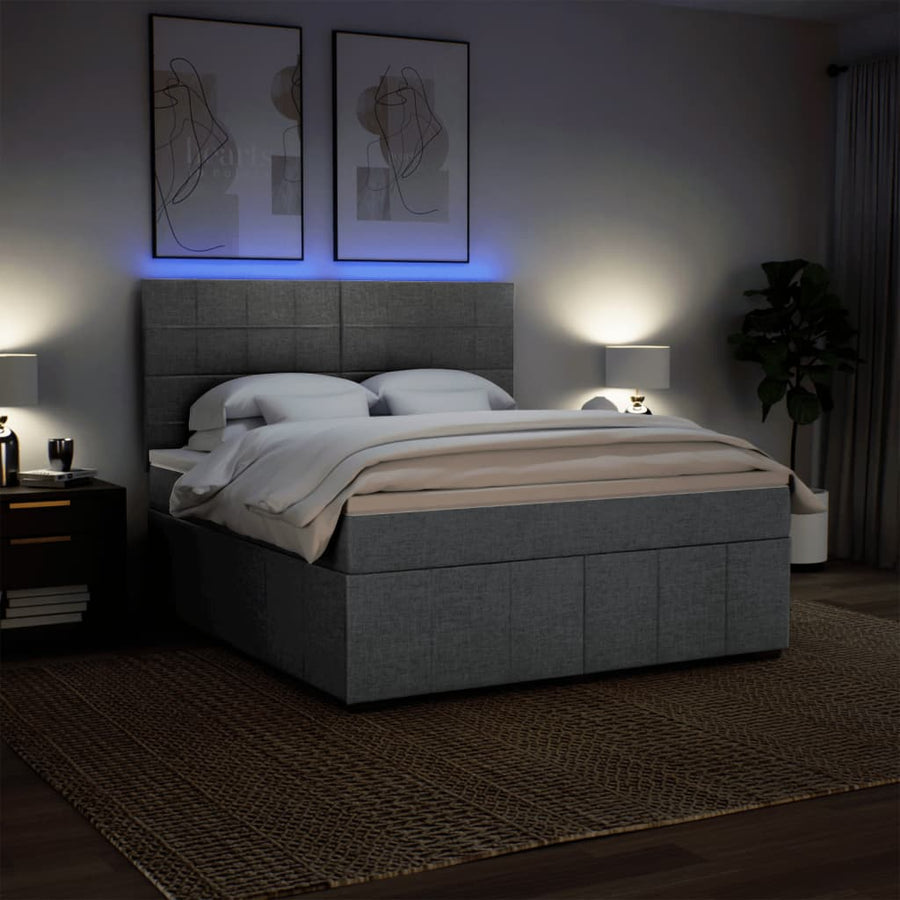 Boxspring met matras stof lichtgrijs 180x200 cm