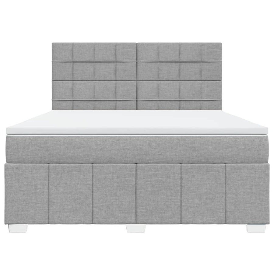 Boxspring met matras stof lichtgrijs 180x200 cm