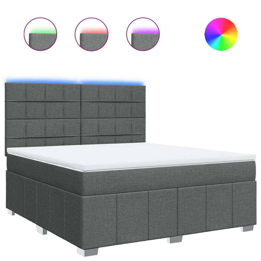 Boxspring met matras stof donkergrijs 180x200 cm