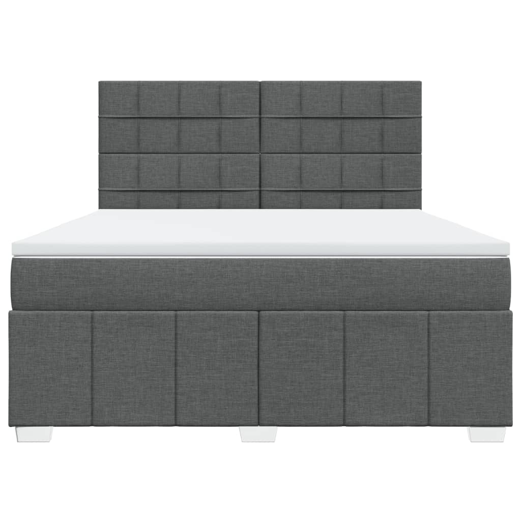 Boxspring met matras stof donkergrijs 180x200 cm