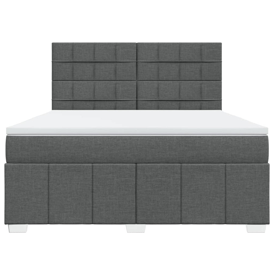 Boxspring met matras stof donkergrijs 180x200 cm