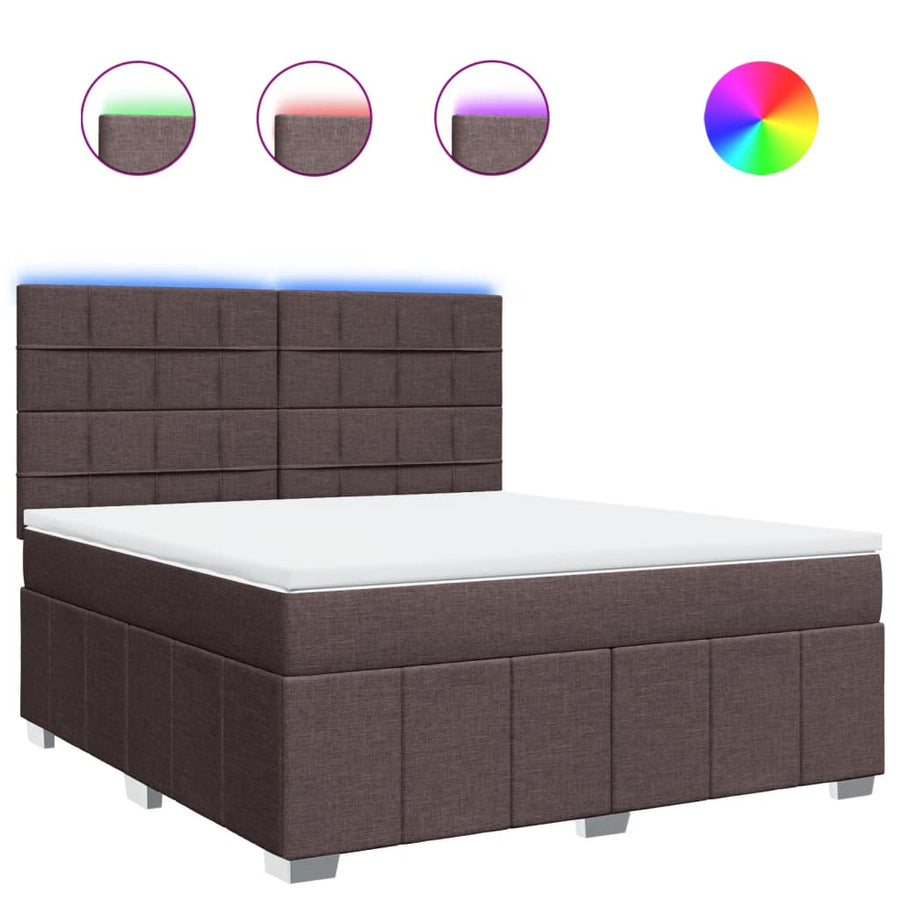 Boxspring met matras stof donkerbruin 180x200 cm