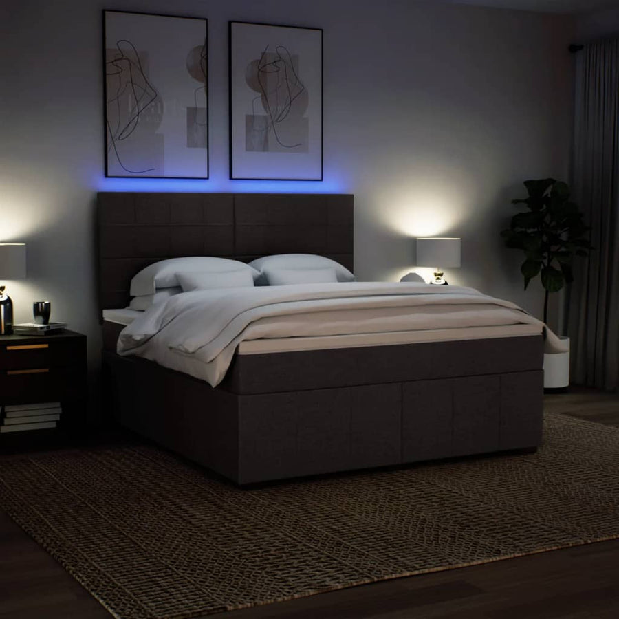 Boxspring met matras stof donkerbruin 180x200 cm