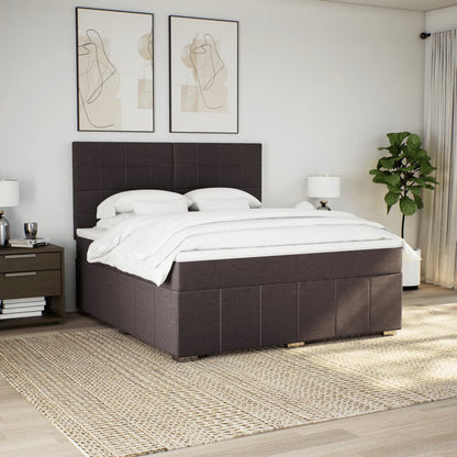 Boxspring met matras stof donkerbruin 180x200 cm