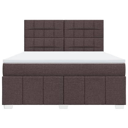 Boxspring met matras stof donkerbruin 180x200 cm