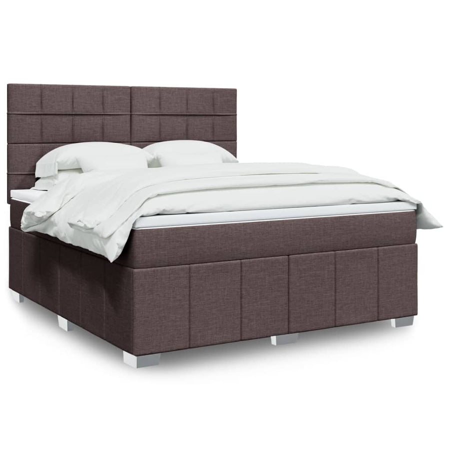 Boxspring met matras stof donkerbruin 180x200 cm