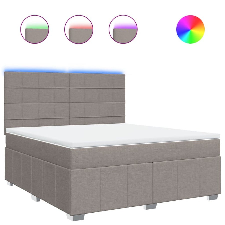 Boxspring met matras stof taupe 180x200 cm