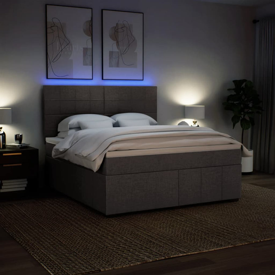 Boxspring met matras stof taupe 180x200 cm