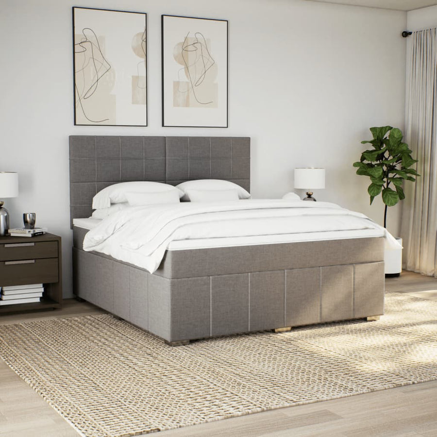 Boxspring met matras stof taupe 180x200 cm