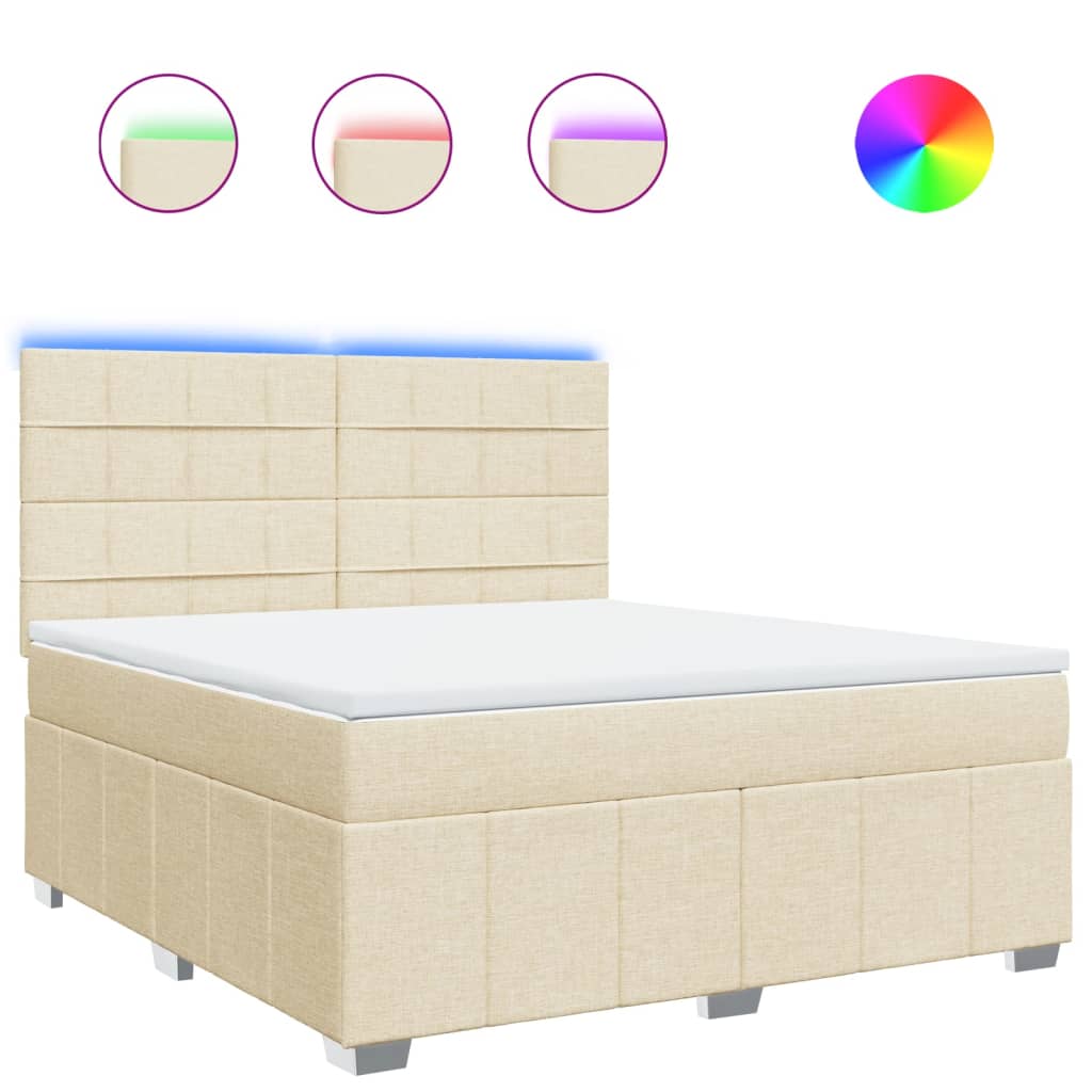 Boxspring met matras stof crèmekleurig 180x200 cm