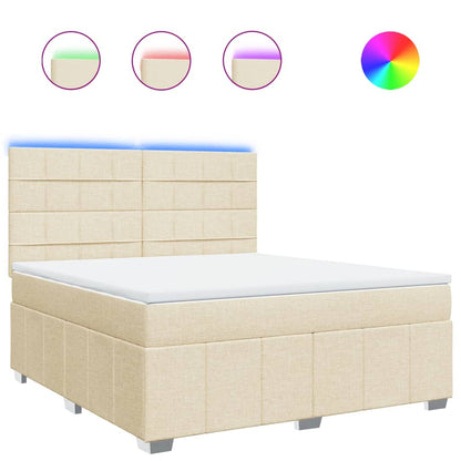 Boxspring met matras stof crèmekleurig 180x200 cm