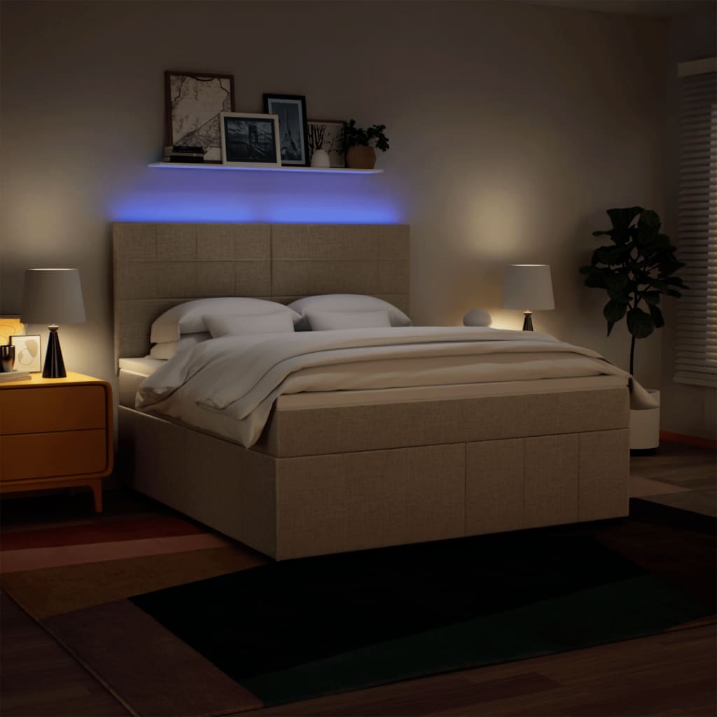 Boxspring met matras stof crèmekleurig 180x200 cm