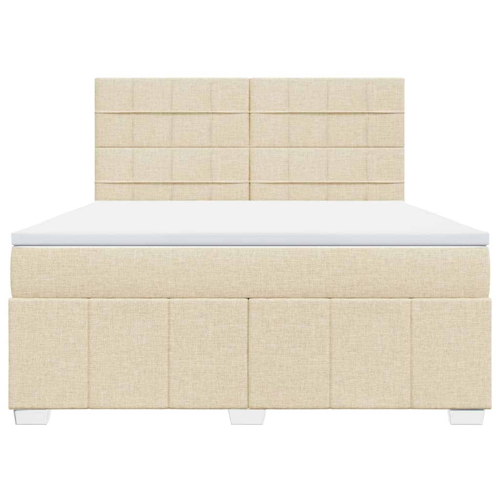 Boxspring met matras stof crèmekleurig 180x200 cm