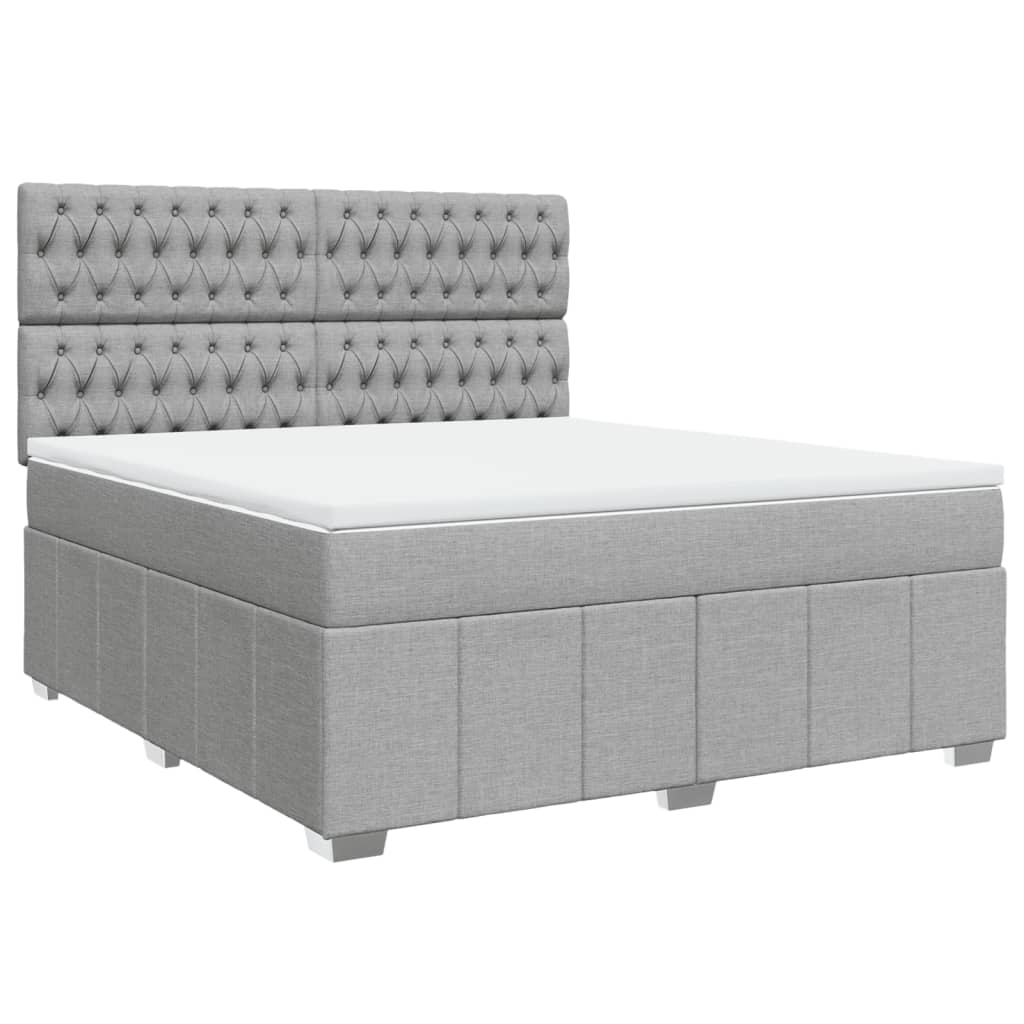 Boxspring met matras stof lichtgrijs 180x200 cm