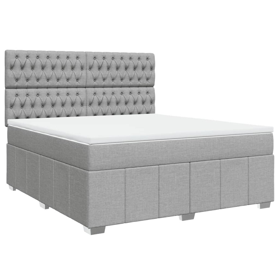 Boxspring met matras stof lichtgrijs 180x200 cm