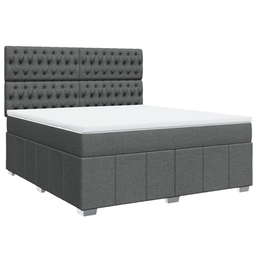 Boxspring met matras stof donkergrijs 180x200 cm