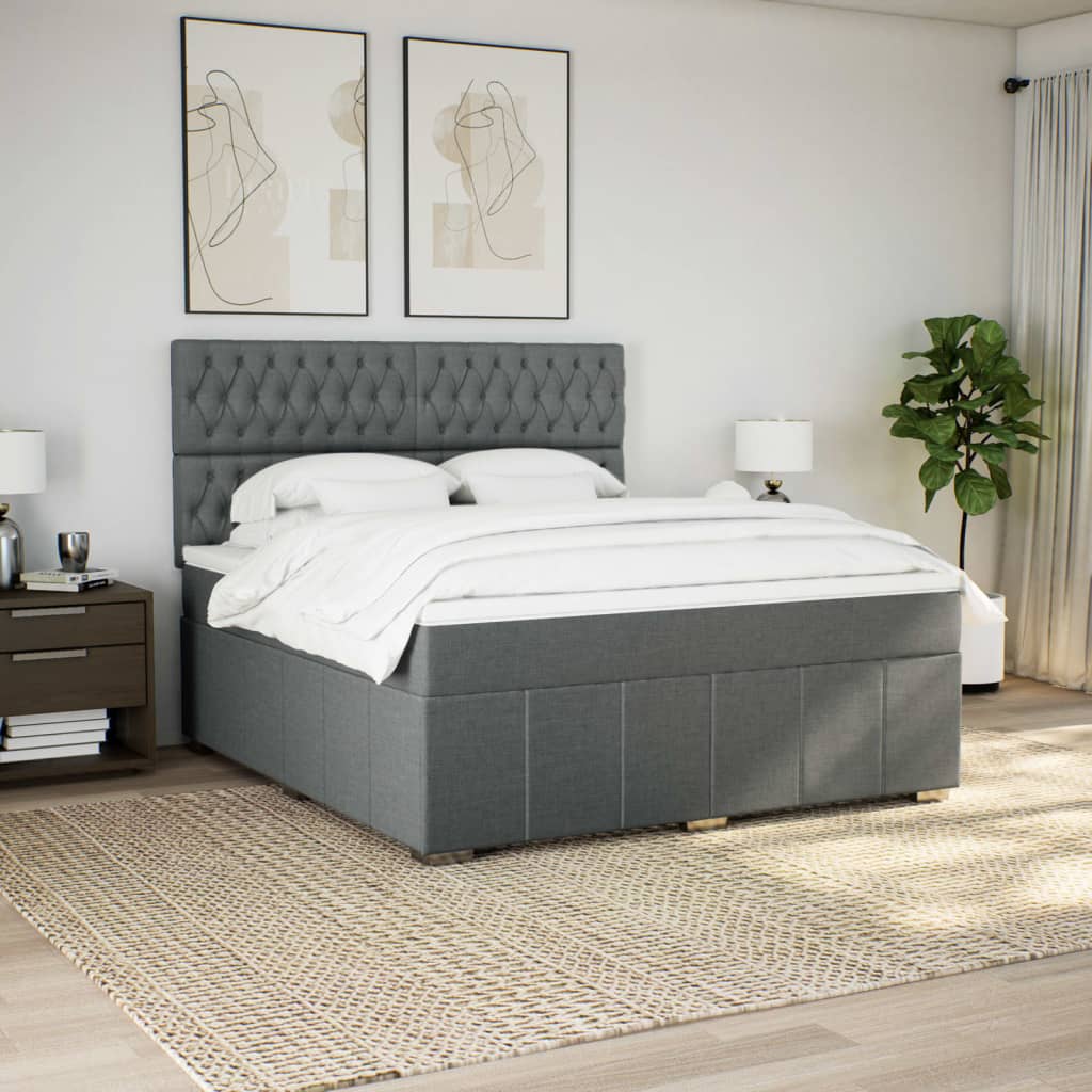 Boxspring met matras stof donkergrijs 180x200 cm