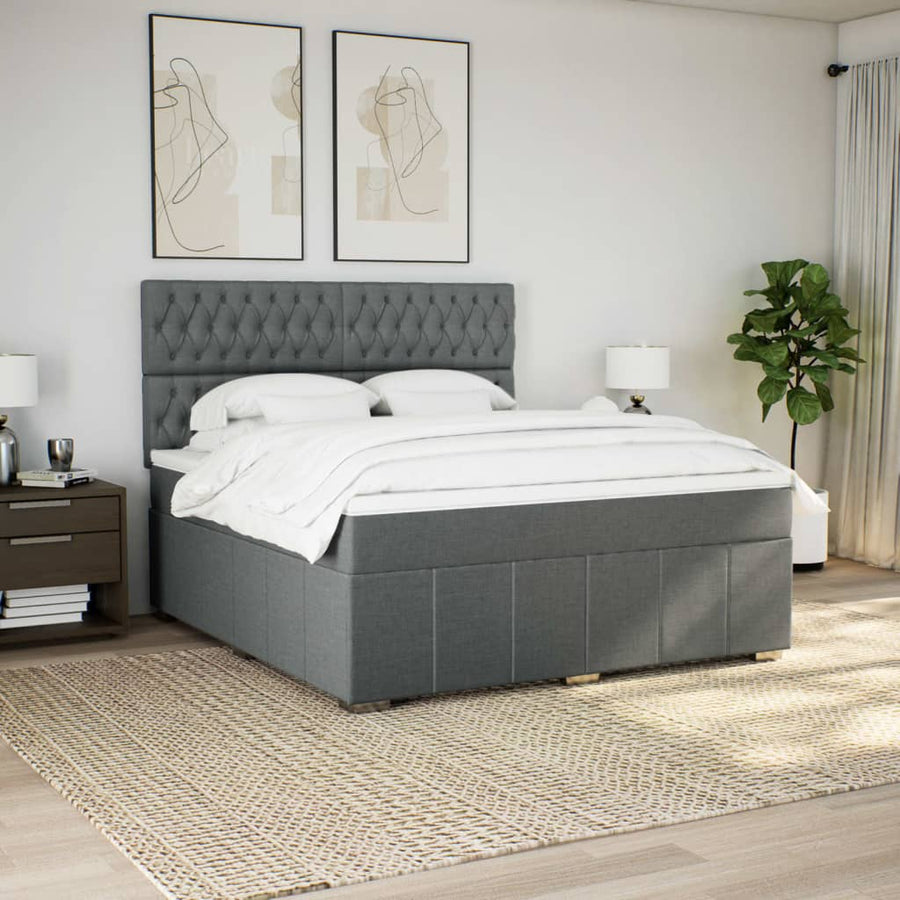 Boxspring met matras stof donkergrijs 180x200 cm