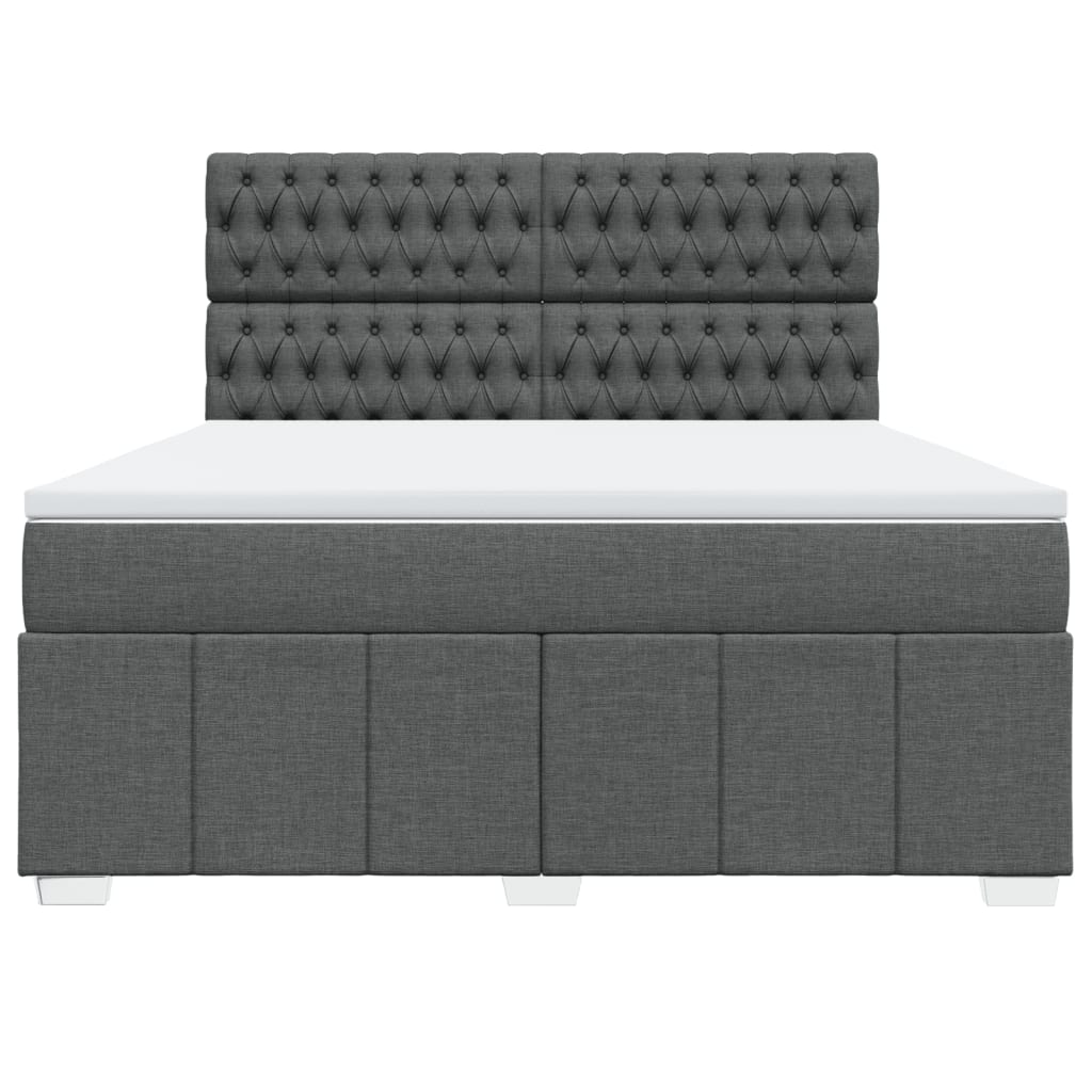 Boxspring met matras stof donkergrijs 180x200 cm