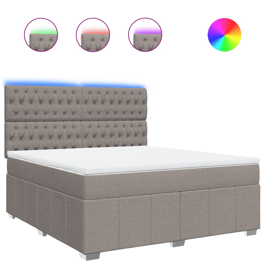 Boxspring met matras stof taupe 180x200 cm