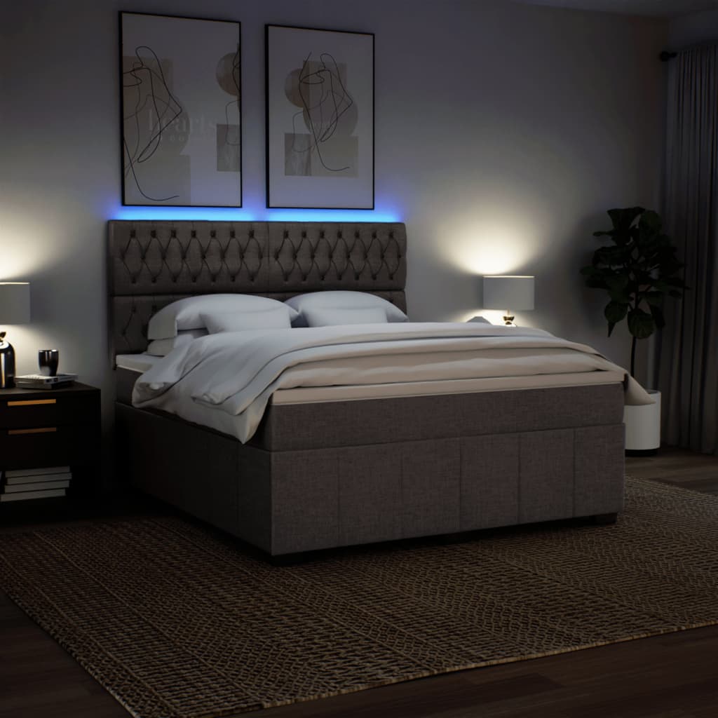 Boxspring met matras stof taupe 180x200 cm