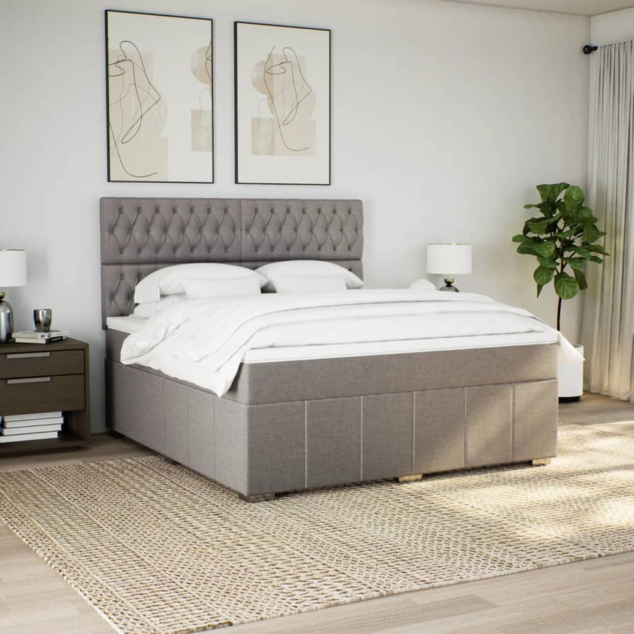 Boxspring met matras stof taupe 180x200 cm
