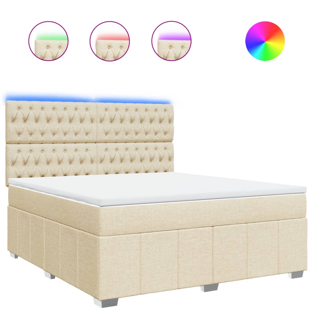 Boxspring met matras stof crèmekleurig 180x200 cm