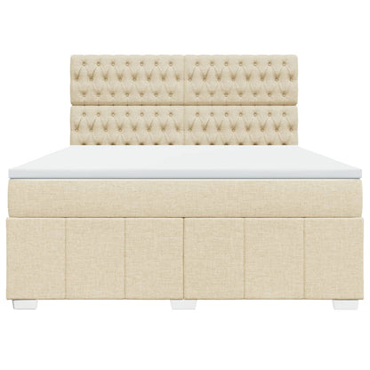 Boxspring met matras stof crèmekleurig 180x200 cm