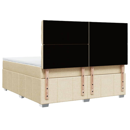 Boxspring met matras stof crèmekleurig 180x200 cm