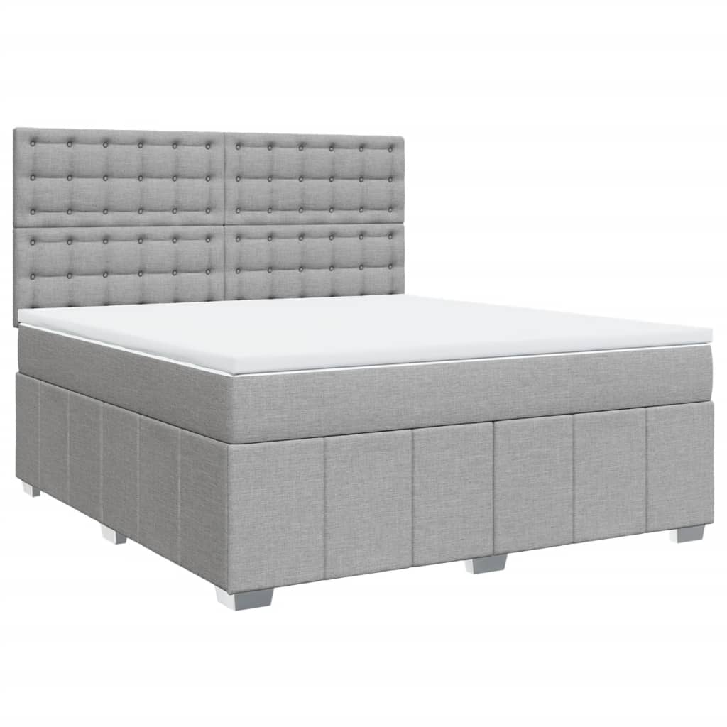 Boxspring met matras stof lichtgrijs 180x200 cm
