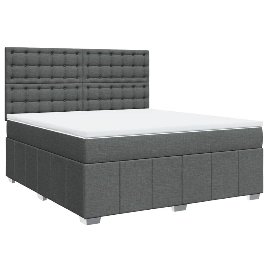 Boxspring met matras stof donkergrijs 180x200 cm