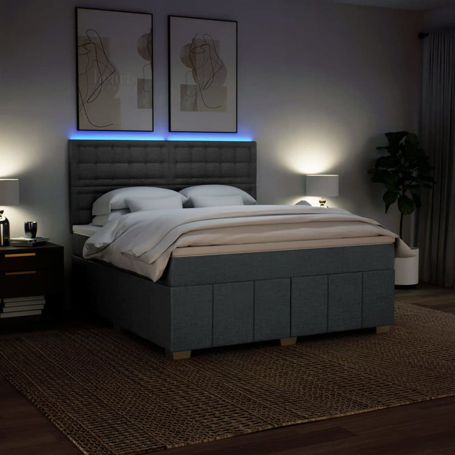 Boxspring met matras stof donkergrijs 180x200 cm