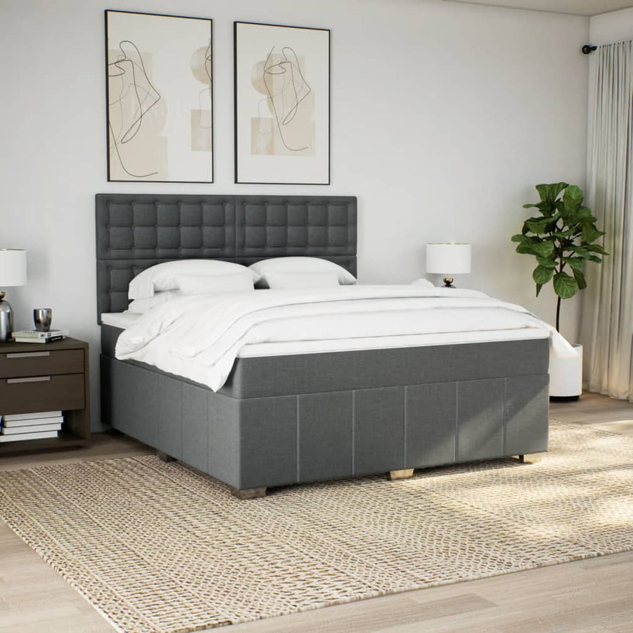 Boxspring met matras stof donkergrijs 180x200 cm