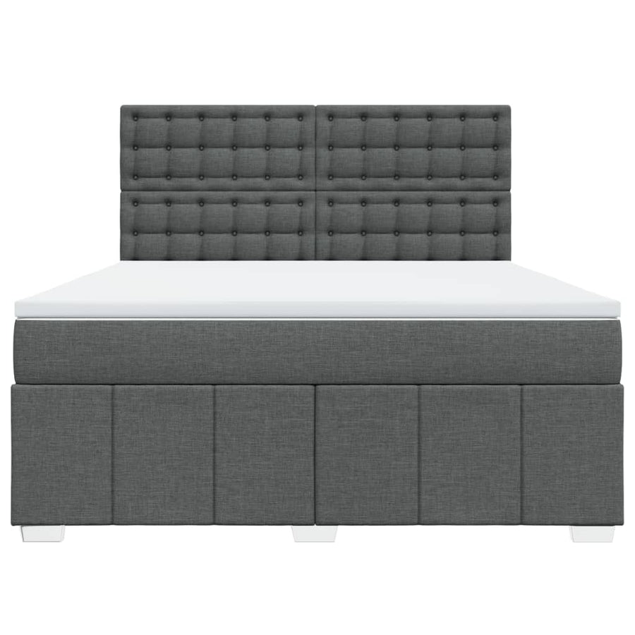 Boxspring met matras stof donkergrijs 180x200 cm