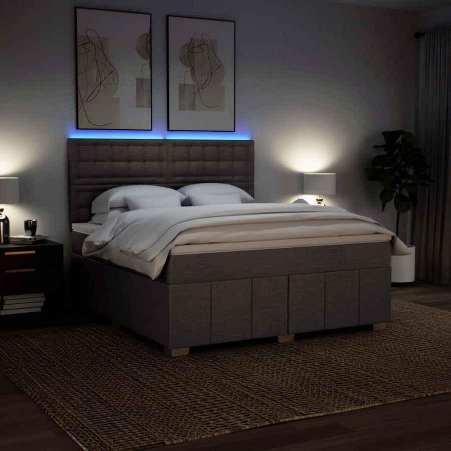 Boxspring met matras stof taupe 180x200 cm