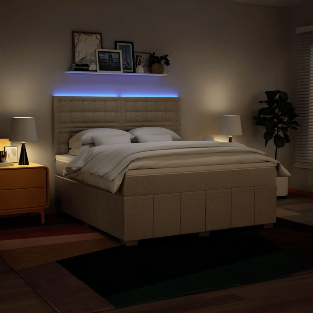 Boxspring met matras stof crèmekleurig 180x200 cm