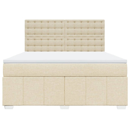 Boxspring met matras stof crèmekleurig 180x200 cm