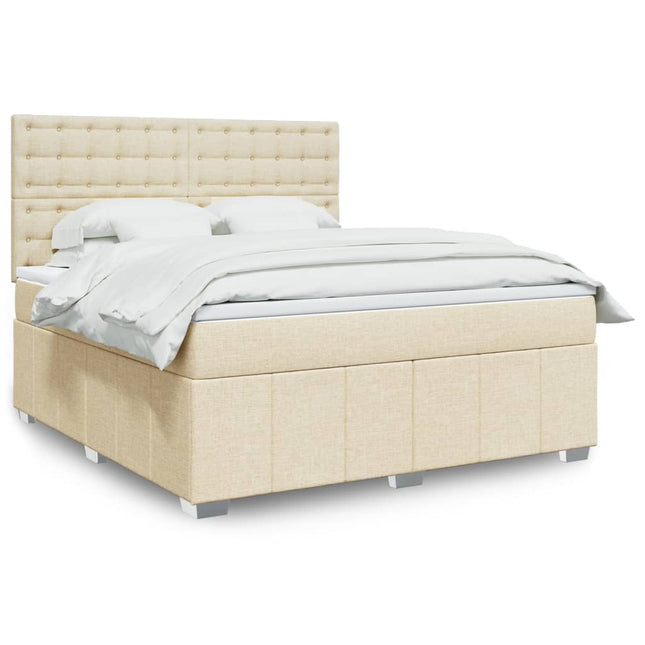 Boxspring met matras stof crèmekleurig 180x200 cm