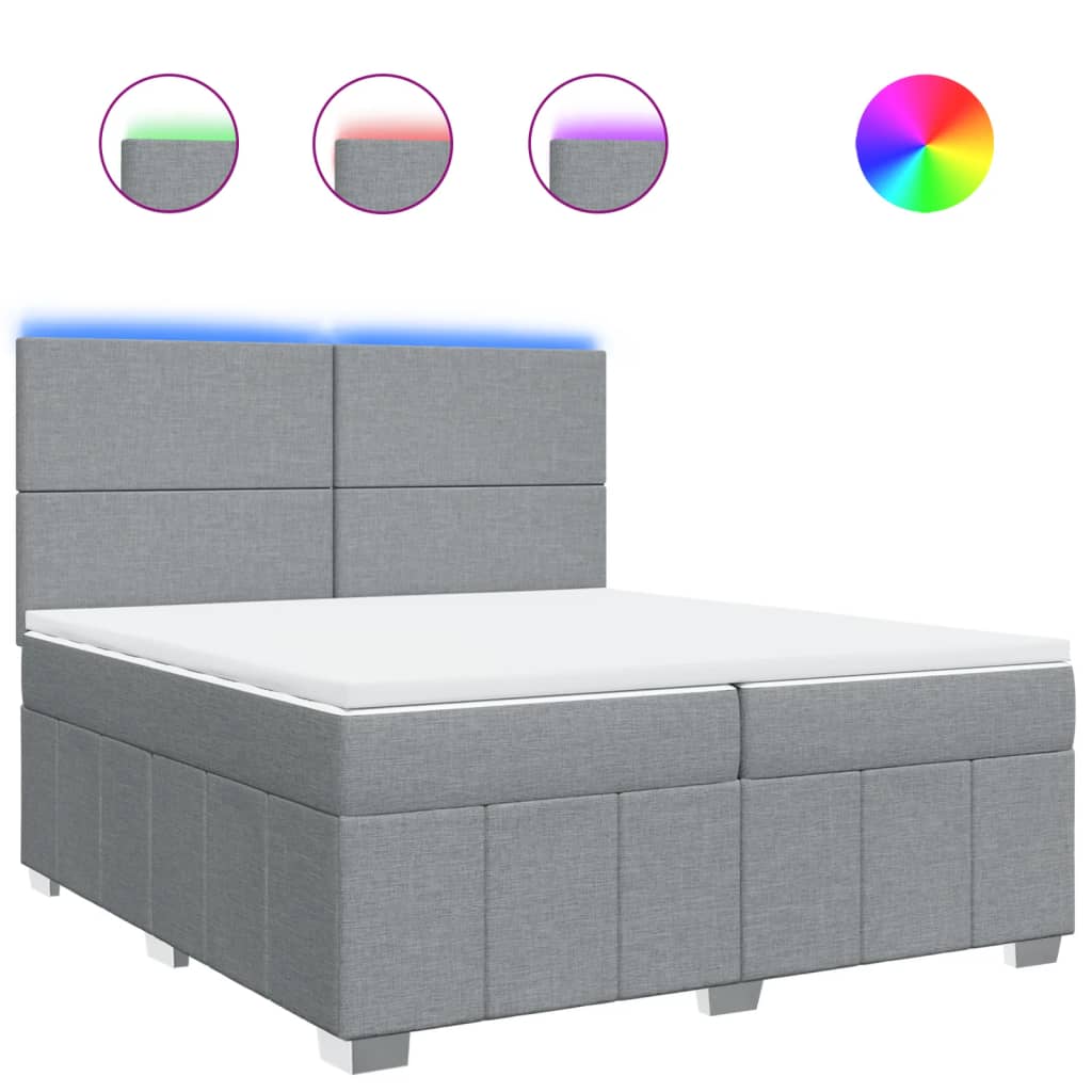 Boxspring met matras stof lichtgrijs 200x200 cm