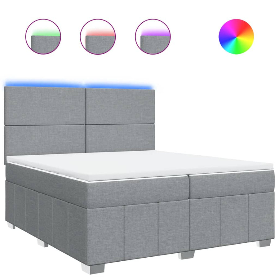 Boxspring met matras stof lichtgrijs 200x200 cm