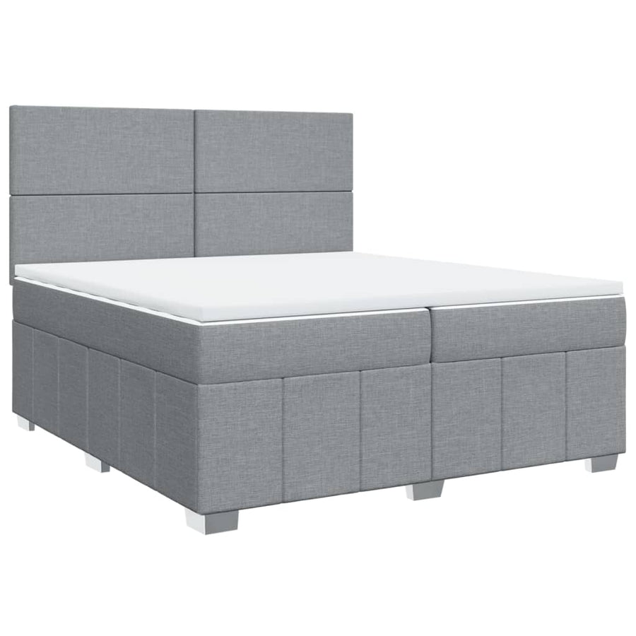 Boxspring met matras stof lichtgrijs 200x200 cm