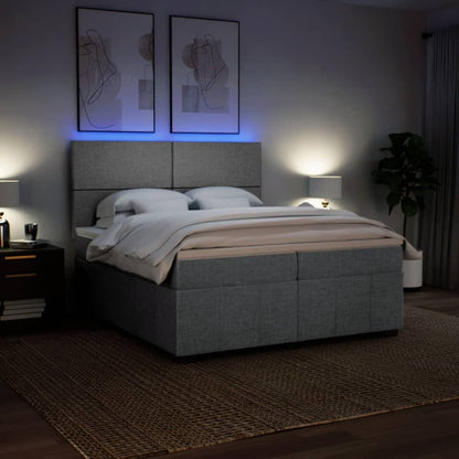 Boxspring met matras stof lichtgrijs 200x200 cm